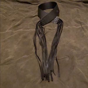 Leather Fringe Black Belt